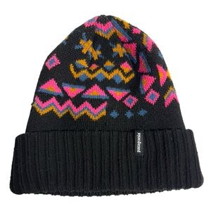 Patagonia Black and Pink Knit Winter Beanie Hat